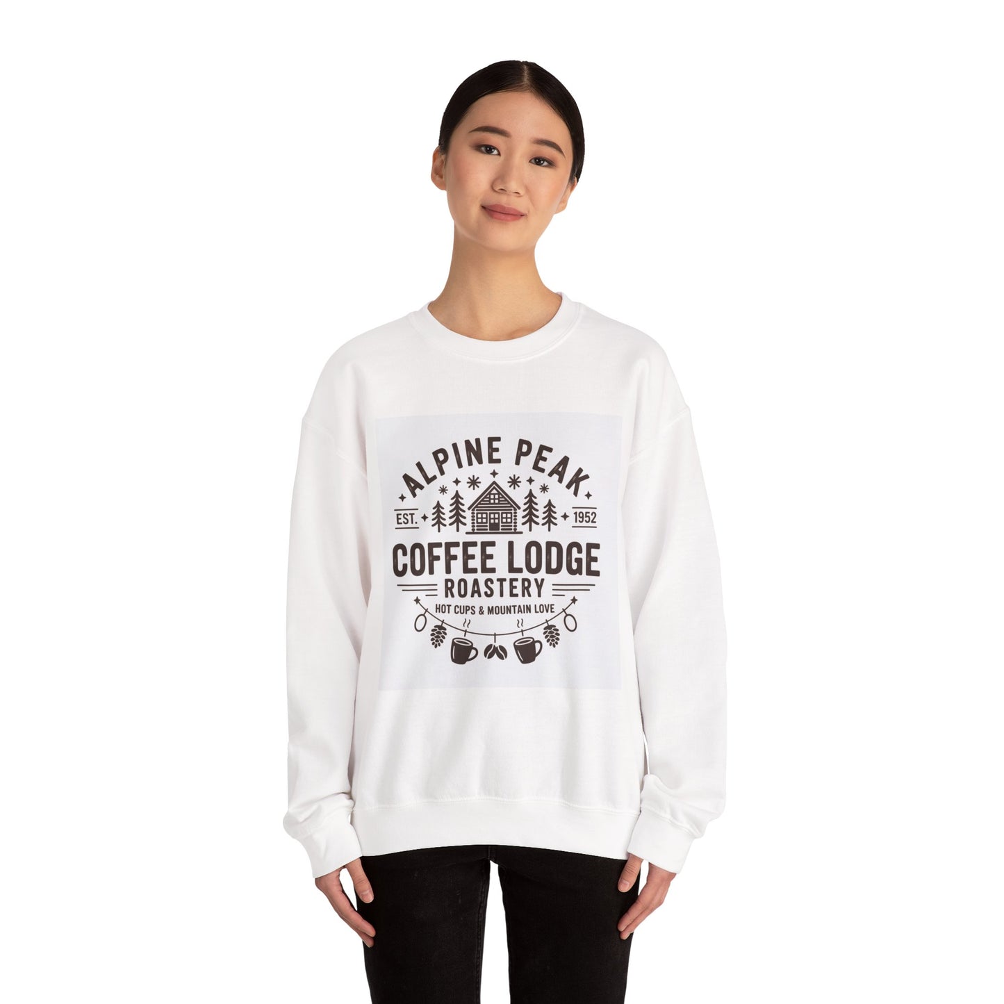 Alpine Lodge Coffee Sweatshirt, Unisex Heavy Blend, Cozy Gift, Autumn Apparel, Winter Fashion, Coffee Lover's Gift