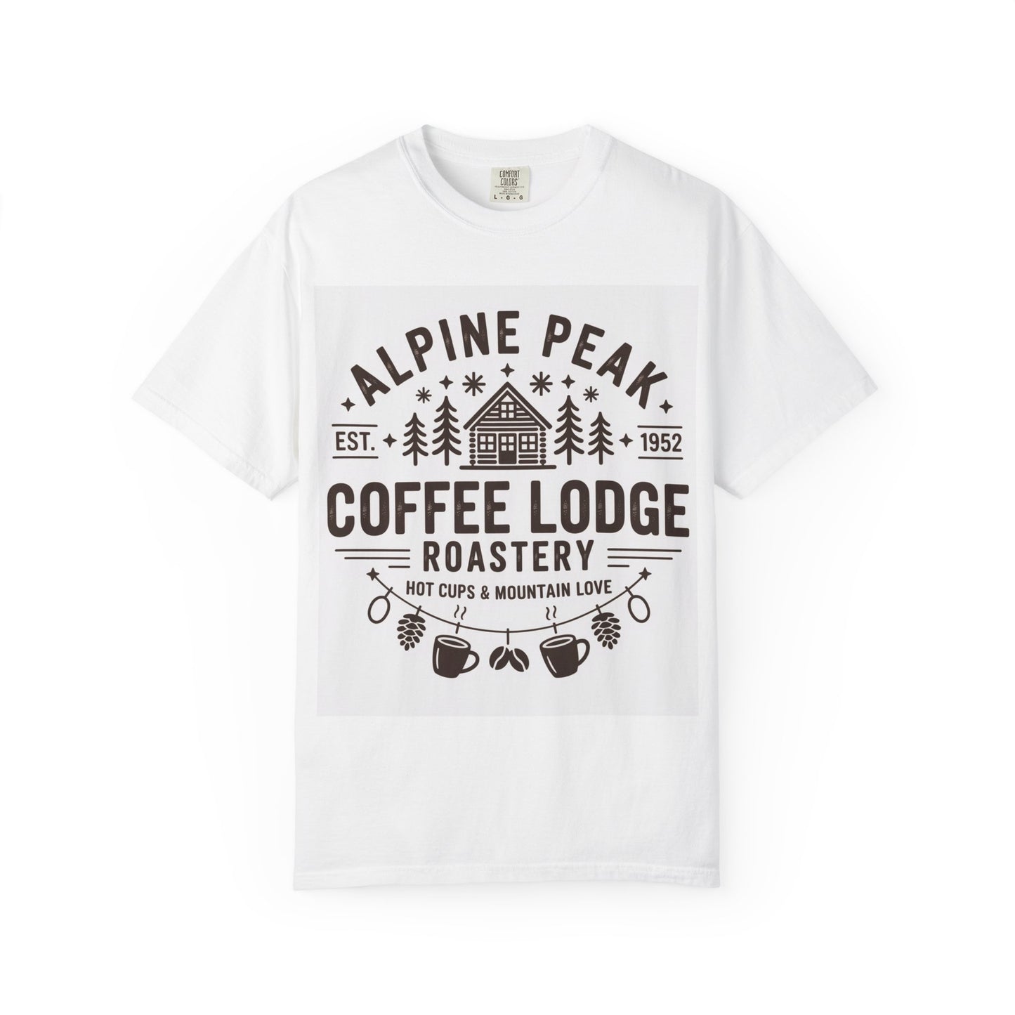 Alpine Peak Coffee Lodge T-Shirt, Cozy Graphic Tee for Coffee Lovers, Unisex Casual Wear, Gift for Outdoor Enthusiasts, Perfect for Fall