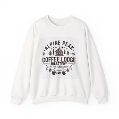 Alpine Lodge Coffee Sweatshirt, Unisex Heavy Blend, Cozy Gift, Autumn Apparel, Winter Fashion, Coffee Lover's Gift