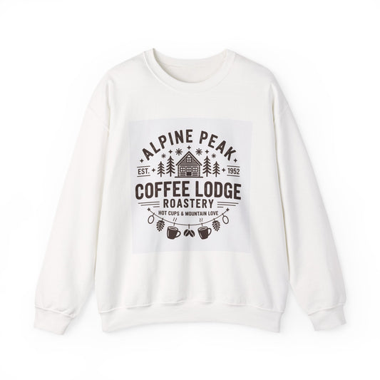 Alpine Lodge Coffee Sweatshirt, Unisex Heavy Blend, Cozy Gift, Autumn Apparel, Winter Fashion, Coffee Lover's Gift