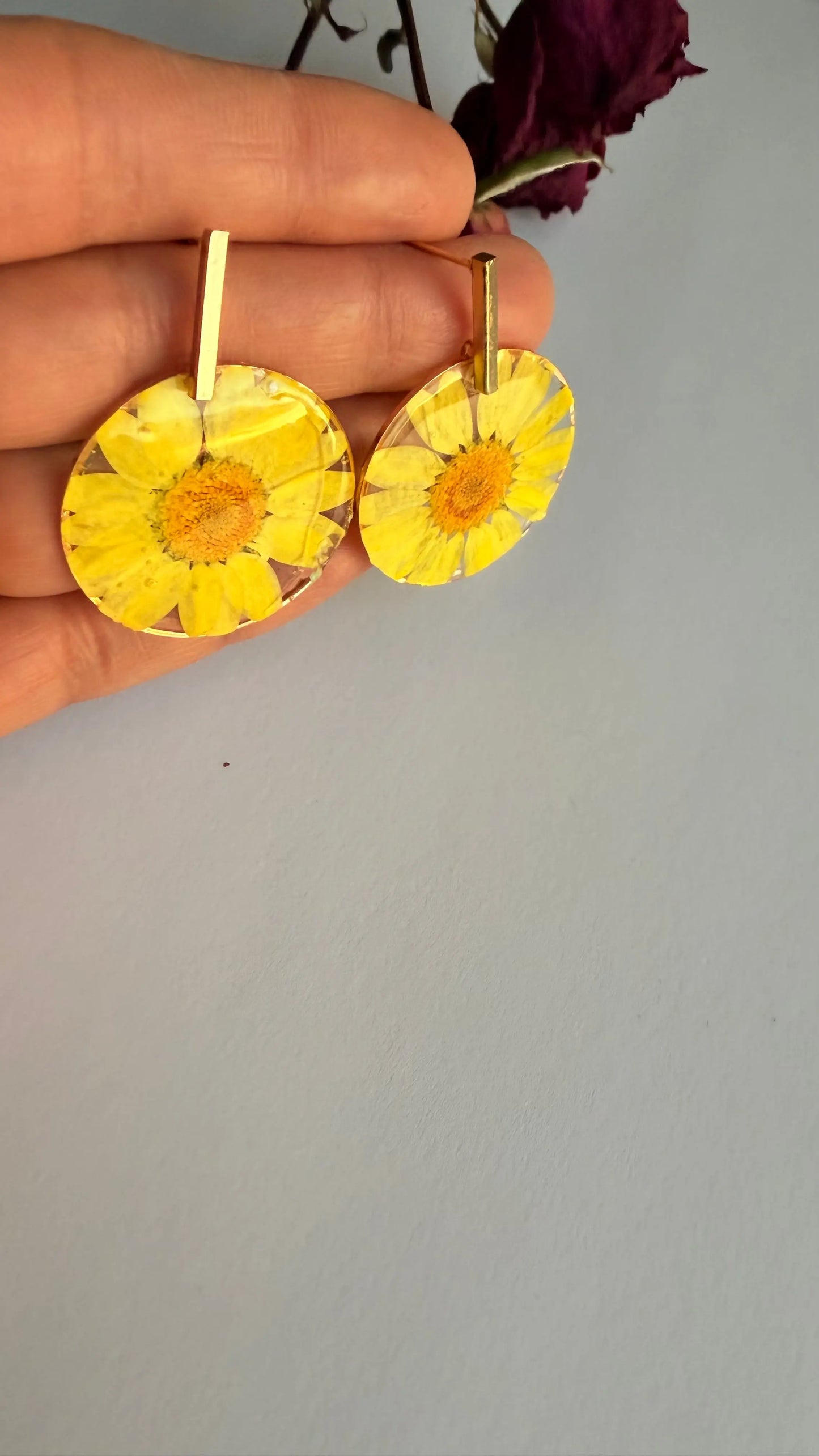 Daisy yellow hypoallergenic earrings MONICAZCOLLECTION LLC