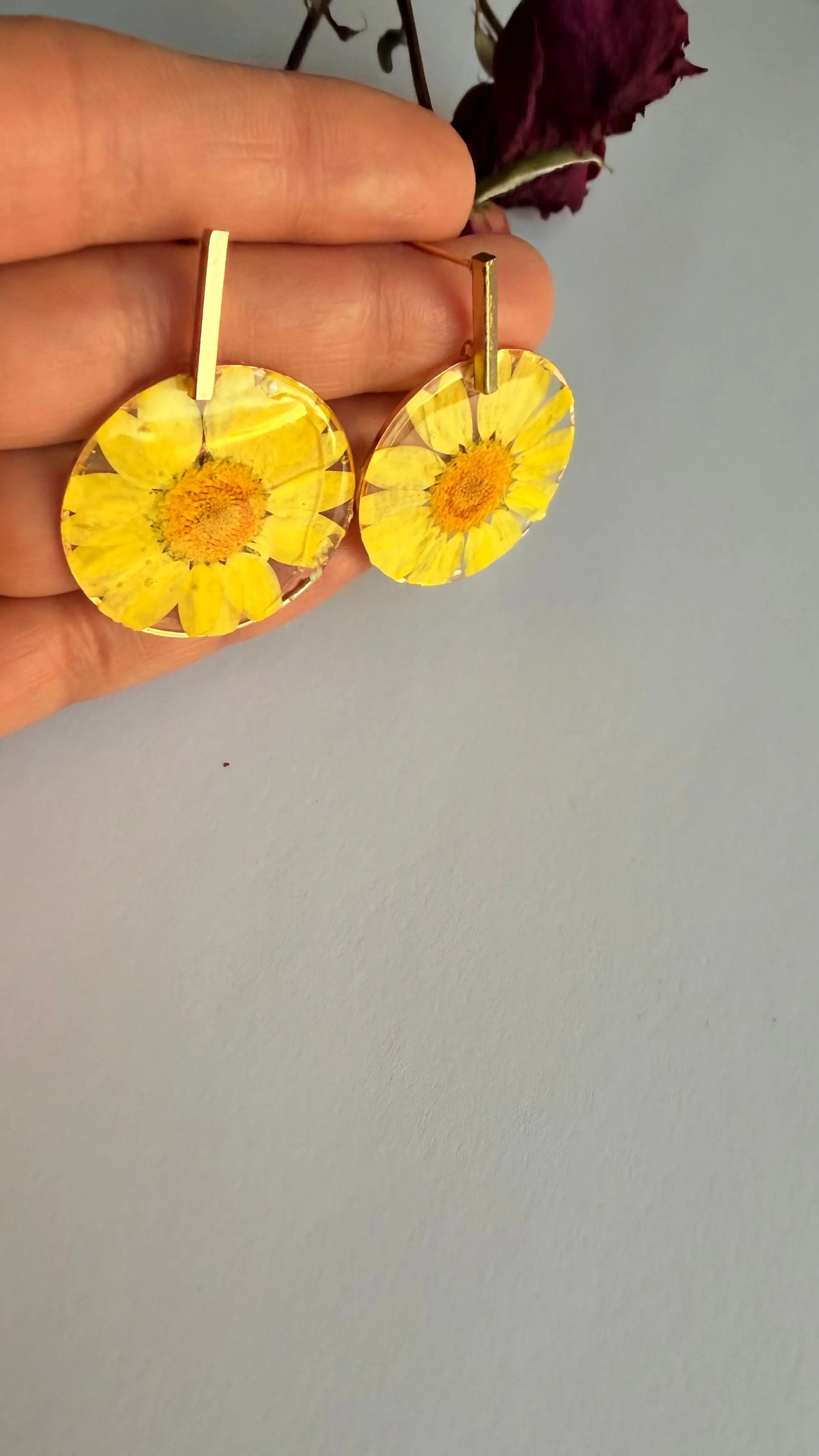 Daisy yellow hypoallergenic earrings MONICAZCOLLECTION LLC