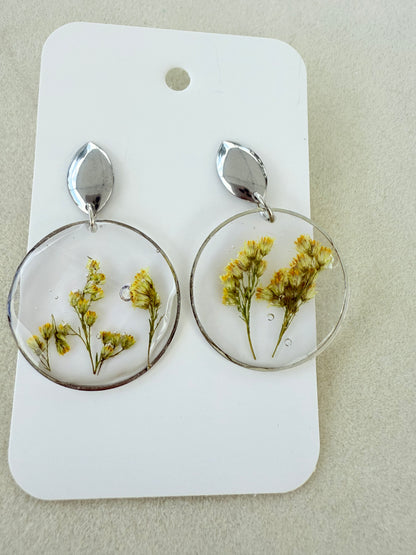 Emma real flower resin jewelry with stainless steel back post