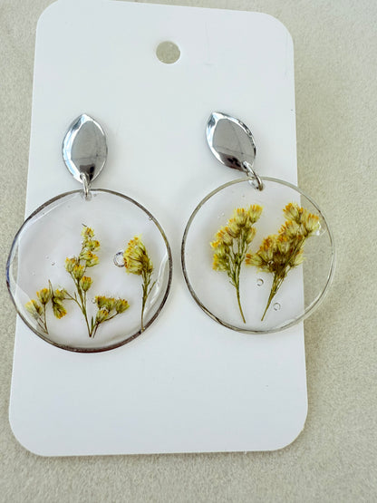 Emma real flower resin jewelry with stainless steel back post